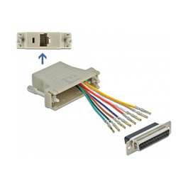 DeLOCK Adaptador D-Sub 25 pines hembra a RJ45 hembra con kit de montaje, Gris