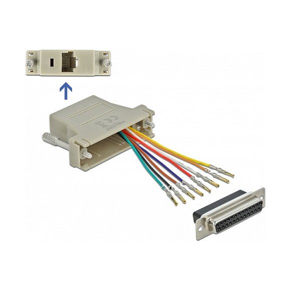 DeLOCK Adaptador D-Sub 25 pines hembra a RJ45 hembra con kit de montaje gris DeLOCK Adaptador D-Sub 25 pines hembra a RJ45 hembra con kit de montaje gris