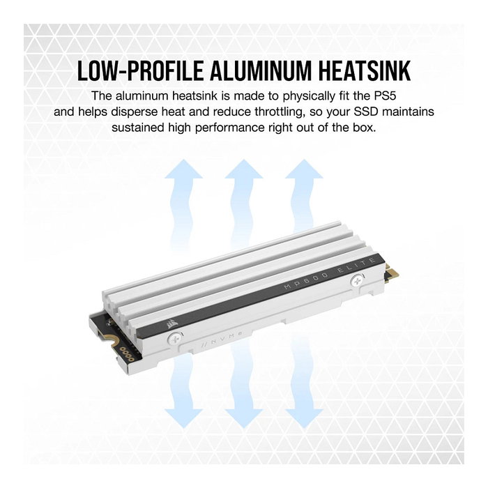 Corsair MP600 ELITE NVMe SSD 2TB M.2 2280 PCIe Gen4 x4 con disipador térmico, 3D TLC NAND, para PS5 y PC, 7000 MB/s