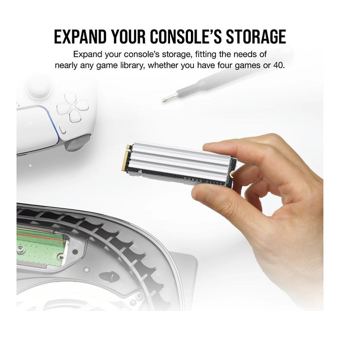 Corsair MP600 ELITE NVMe SSD 2TB M.2 2280 PCIe Gen4 x4 con disipador térmico, 3D TLC NAND, para PS5 y PC, 7000 MB/s