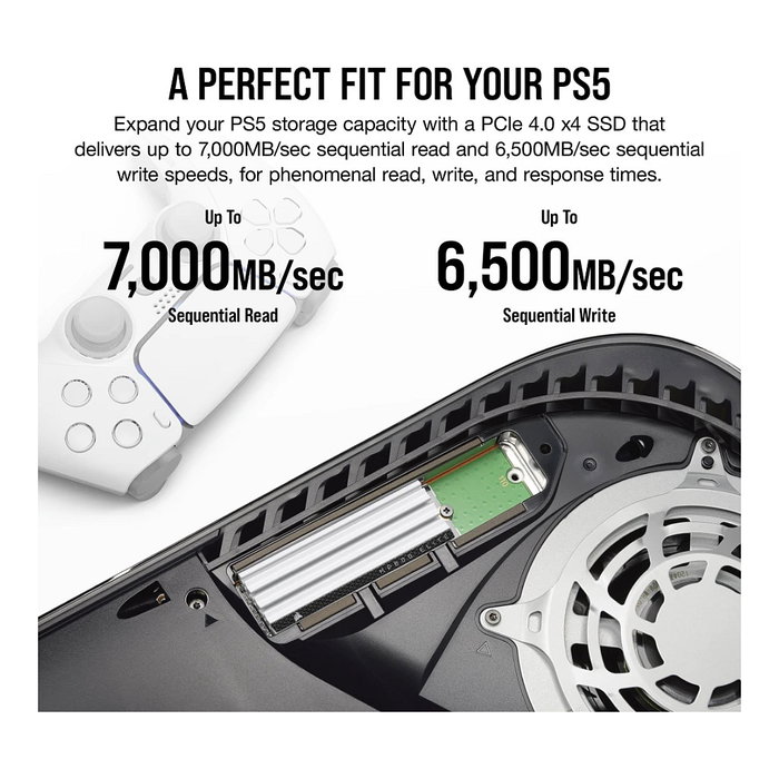 Corsair MP600 ELITE NVMe SSD 2TB M.2 2280 PCIe Gen4 x4 con disipador térmico, 3D TLC NAND, para PS5 y PC, 7000 MB/s