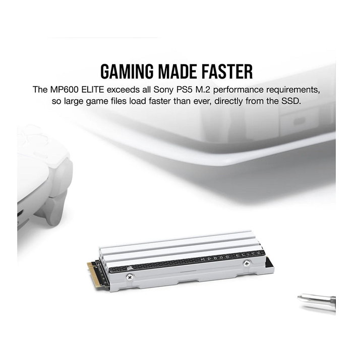 Corsair MP600 ELITE NVMe SSD 2TB M.2 2280 PCIe Gen4 x4 con disipador térmico, 3D TLC NAND, para PS5 y PC, 7000 MB/s