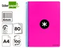 Antartik Cuaderno espiral A4 tapa dura 80 hojas cuadro 4mm rosa fluor