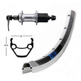 Winora EXAL ZX 19 Rueda Trasera 26x1.75 36 Agujeros Cierre Rápido Shimano Acera T3000 8V Aluminio Plata