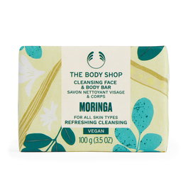 The Body Shop Jabón Moringa Limpiador Facial y Corporal 100 gr - Suavidad, Frescura, Vegano, 90% Natural