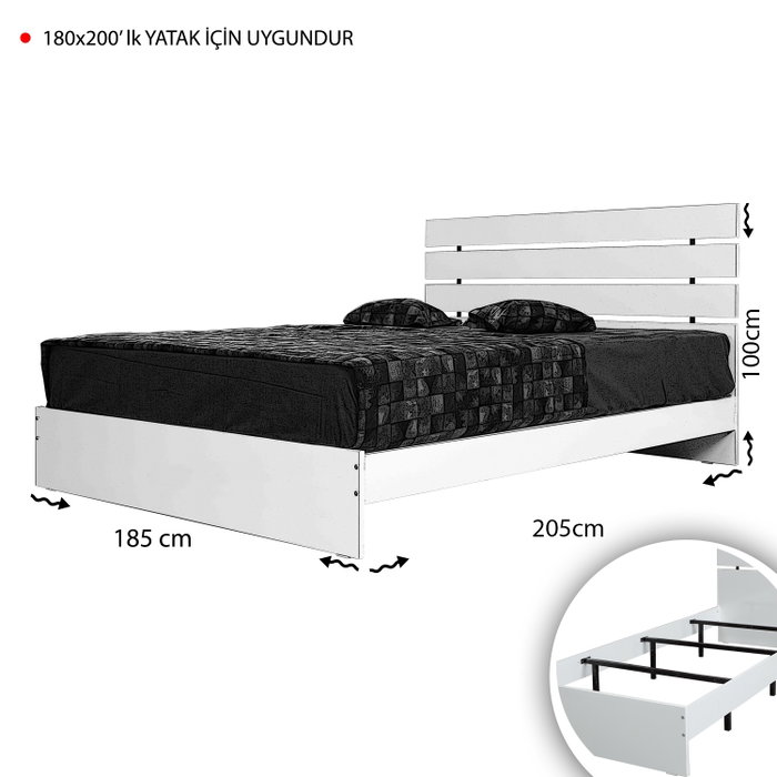 Hanah Home Somier Doble 180 - Shiny White para Colchón 180x200 cm Blanco Brillante