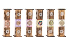 DKD Home Decor Set de 10 Soportes para Incienso de Madera Mandala