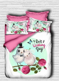 L'essentiel linge de maison Juego Funda Nórdica Doble 200x220 cm, Microsatén Poliéster y Algodón, Blanco Rosa Verde