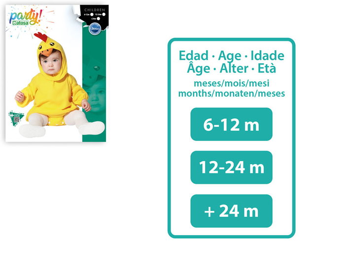 Disfraz Pollo Unisex Bebé 24 Meses Manga Larga Amarillo