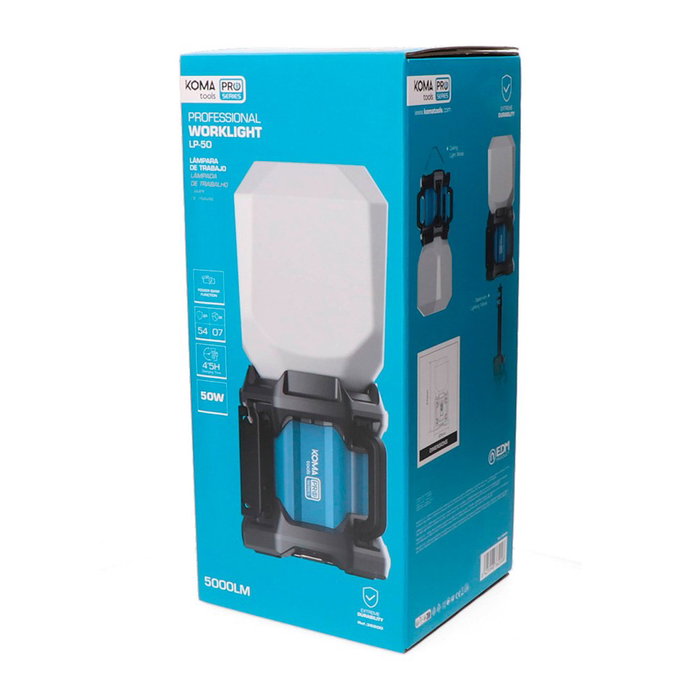 Koma Tools Lámpara LED COB profesional de trabajo LP-50 recargable 50W 5000lm