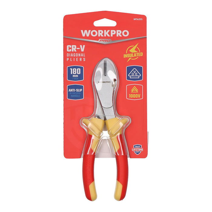Workpro Alicate de Corte Diagonal Aislado VDE, 180 mm Workpro Alicate de Corte Diagonal Aislado VDE, 180 mm