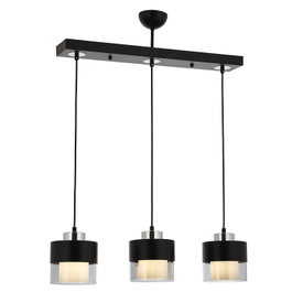 Opviq Lámpara de Araña AV-4288-3Y-BSY Metal Vidrio Negro Plata 75x70x15cm 3xE27 Moderno Industrial Escandinavo
