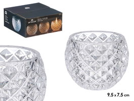 Giftdecor Portavela de Cristal Transparente con Diseño Rombo, Vidrio, Dimensiones: 9.2 cm x 7.5 cm x 9.2 cm (Set de 16)