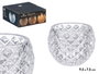 Giftdecor Portavela de Cristal Transparente con Diseño Rombo, Vidrio, Dimensiones: 9.2 cm x 7.5 cm x 9.2 cm (Set de 16)