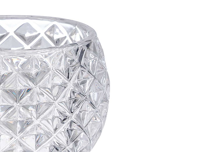 Giftdecor Portavela de Cristal Transparente con Diseño Rombo, Vidrio, Dimensiones: 9.2 cm x 7.5 cm x 9.2 cm (Set de 16)
