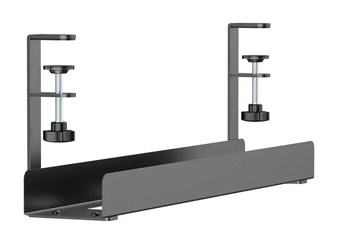 Neomounts ADS07-121BL Bandeja Organizadora de Cables para Escritorio, Negro, Montaje con Abrazadera Universal, Acero