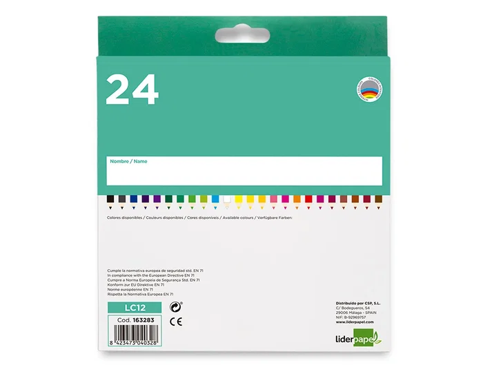 Liderpapel Lápices de Colores Acuarelables Caja 24 Unidades Colores Surtidos