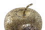 DKD Home Decor Portavelas de Metal y Cristal con Detalle de Manzana, Dorado