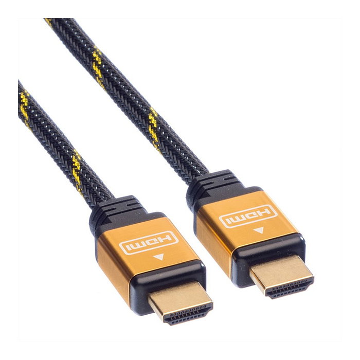 ROLINE 11.04.5565 Cable HDMI 5 m, Conectores HDMI tipo A Macho Chapado en Oro, Negro