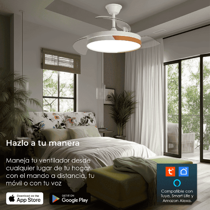 Yoevu Ventilador de Techo Wifi Inteligente Nature White con Alexa y LED Regulable Yoevu Ventilador de Techo Wifi Inteligente Nature White con Alexa y LED Regulable