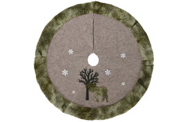 DKD Home Decor Base Árbol Navidad 2 Unidades Poliester Verde Beige 105 x 105 x 0.5 cm