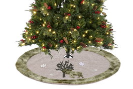 DKD Home Decor Base para Árbol Poliéster 105x0,5x105 Verde y Beige