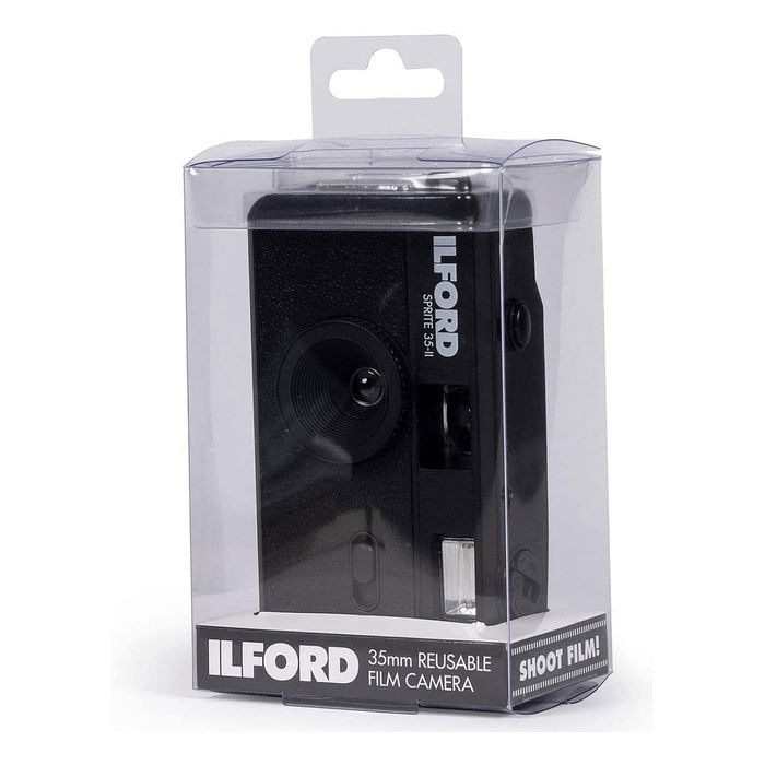 Ilford Sprite 35 II - Cámara Analógica Compacta de 35 mm, ISO 200-800, Lente Gran Angular 31 mm, Enfoque desde 1 m, Color Negro