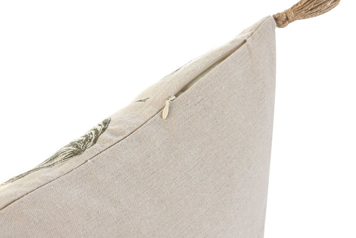DKD Home Decor Greenwich23 Cojin Boho Natural Beige Poliéster/Algodón/Yute 45 x 45 x 5 cm