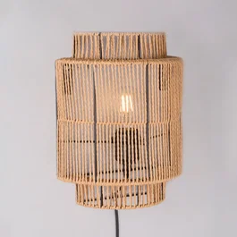 Aplique de Pared Mirpur Khas, Estilo Natural y Mediterráneo, Madera, E27, SKD-W1025