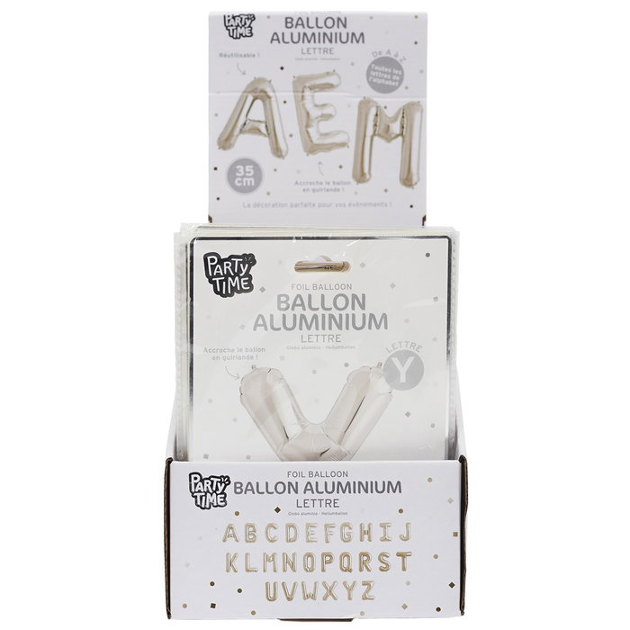 Party Time Globo Letra Plateado 35 cm