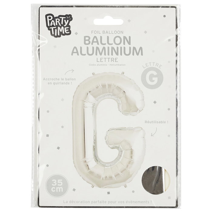 Party Time Globo Letra Plateado 35 cm