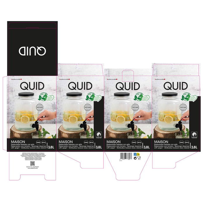 Dispensador de Bebidas Vidrio Maison Quid 4 L