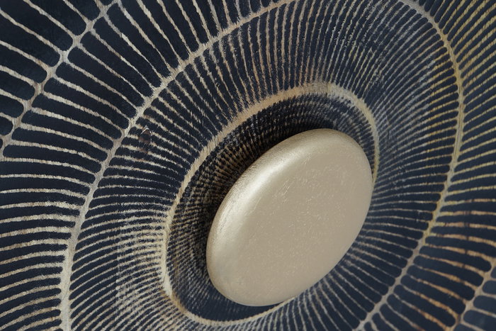 Mesita de Noche Home ESPRIT Negro Dorado Metal Madera de mango 50 x 40 x 50 cm