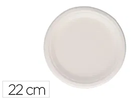 Bunzl Plato Fibra Caña Azucar Biodegradable Blanco 22 cm Diametro Paquete 50 Unidades