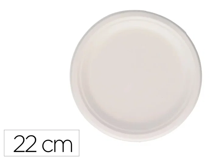 Bunzl Plato Fibra Caña Azucar Biodegradable Blanco 22 cm Diametro Paquete 50 Unidades