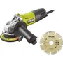 Ryobi Amoladora Angular 800W - 125 mm con Bolsa de Transporte y Disco Diamante