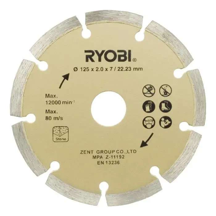 Ryobi Amoladora Angular 800W - 125 mm con Bolsa de Transporte y Disco Diamante