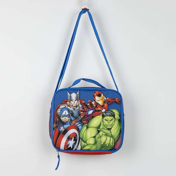 Cerdá Portamerienda térmico Avengers azul para niños, ideal para la merienda escolar, 8 x 21 x 22 cm