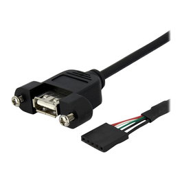 StarTech.com Cable USB 2.0 Montaje en Panel 30cm - Conector Interno 5 Pines a Puerto USB Tipo A Externo 4 Clavijas - Negro