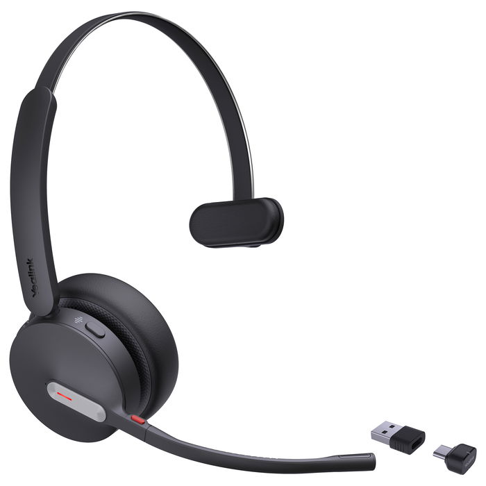 Yealink Auriculares Bluetooth BH70 Mono UC Inalámbrico USB-C/A para Oficina/Centro de Llamadas con Micrófono de Cancelación de Ruido y 35h de Conversación Negro