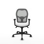 Silla de oficina Jorquera con mecanismo Sincro tapizada con Tela color Blanco y malla color Gris. Equipada con lumbar 1D, Brazos 1D y Ruedas 65mm nailon