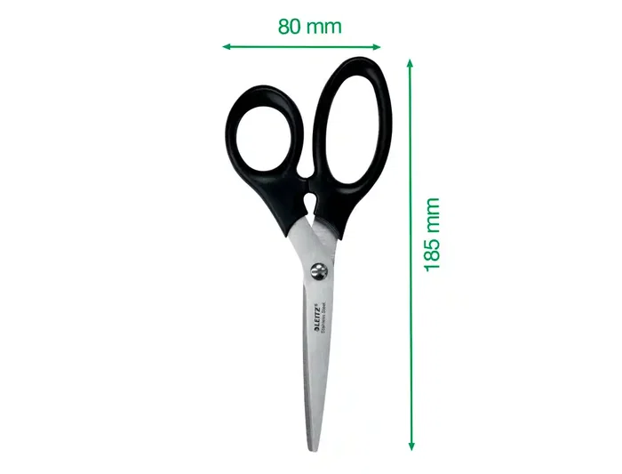 Leitz Tijeras de Acero Inoxidable para Oficina, 185 mm, Color Negro
