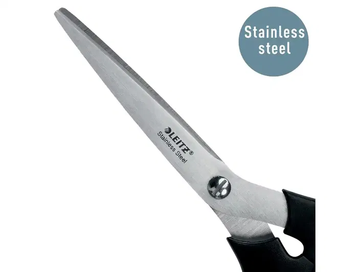 Leitz Tijeras de Acero Inoxidable para Oficina, 185 mm, Color Negro