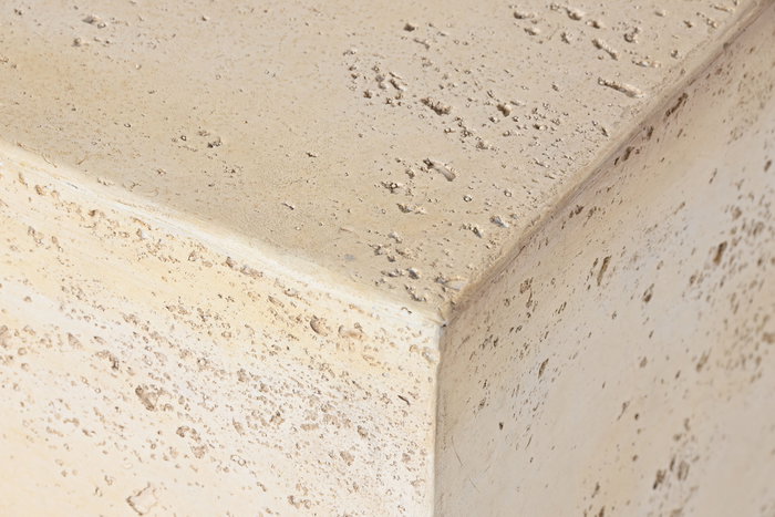 DKD Home Decor Mesita Auxiliar Magnesia Símil Mármol Beige DKD Home Decor Mesita Auxiliar Magnesia Símil Mármol Beige