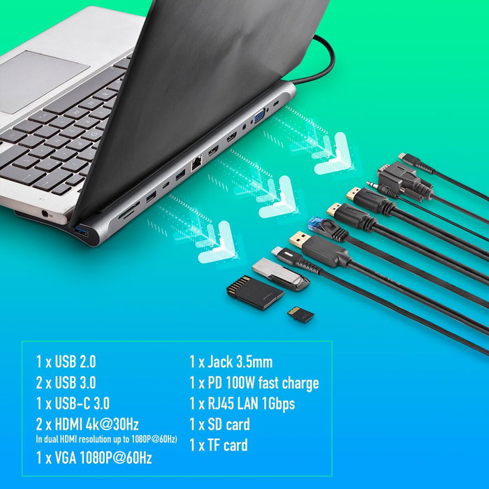 NGS WonderDock12 Hub USB-C 12 en 1 Gris NGS WonderDock12 Hub USB-C 12 en 1 Gris