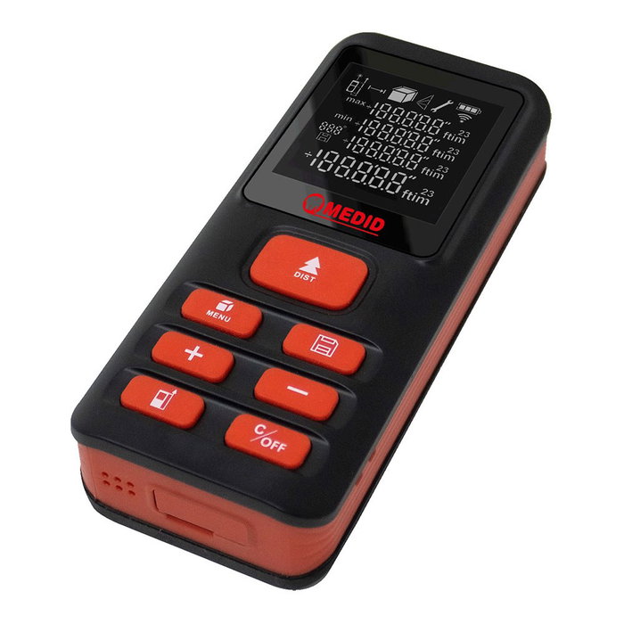 Medid Medidor de distancia láser rojo 100 m con cálculo de volúmenes, áreas y 99 registros de memoria