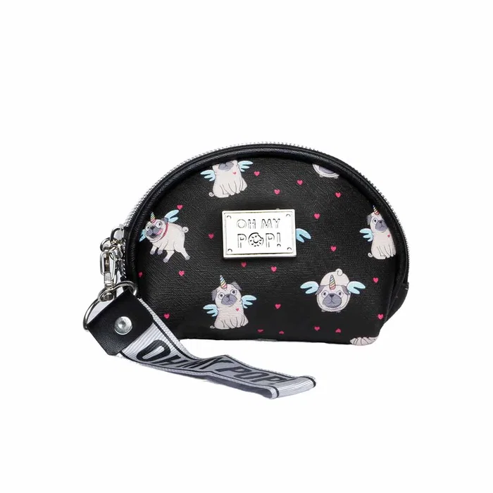 Oh My Pop Monedero Oval Pug Negro PVC