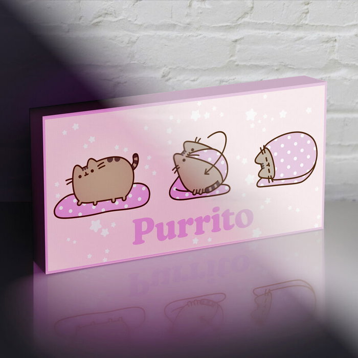 PYRAMID Lienzo con Luz Pusheen - Lienzo Luminoso LED de 15,5x30,5x4 cm con Ilustración Original de Pusheen para Decoración