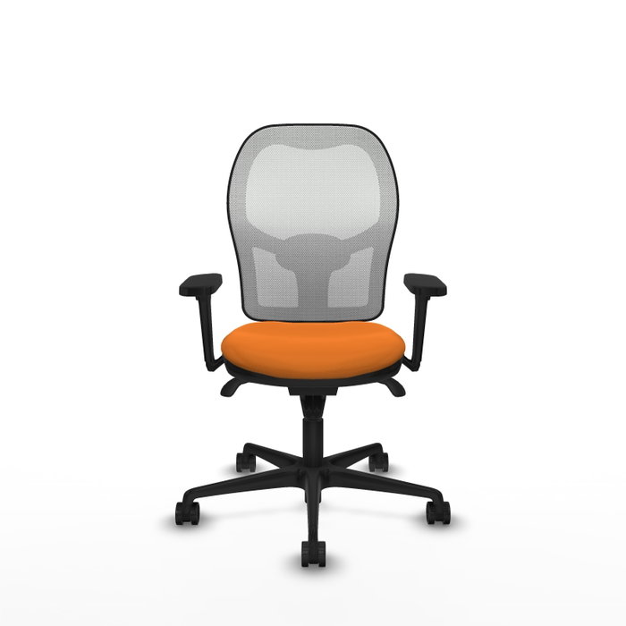 PIQUERAS Y CRESPO Silla de oficina Jorquera con mecanismo Sincro, asiento Naranja y respaldo Blanco