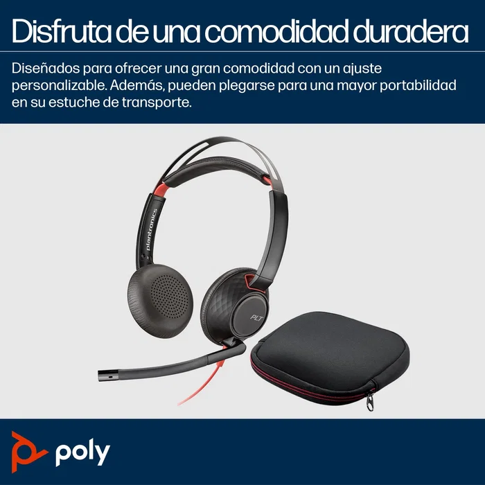 HP Poly Blackwire C5220 Auriculares con Micrófono USB-C, Cancelación de Ruido, Diadema Metálica Acolchada, Negro, para Negocios y Uso Diario